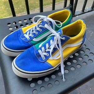 VANS Classic Colorblock Blue Yellow Skate Shoes Youth Size 7
